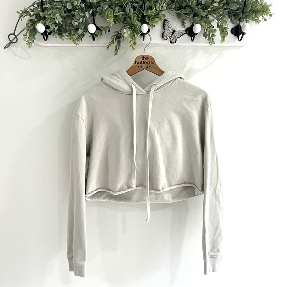 All Saints Alisa Cropped Hoodie Sweatshirt Gray Size Small D12449 - Picture 1 of 3